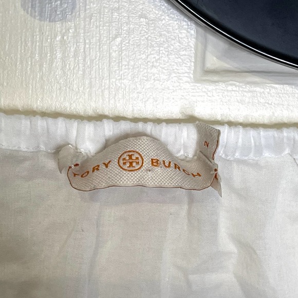 Tory Burch Blouse Size 2 White With Green Pink Sequin 100% Cotton LS Tasseled‎ - Picture 5 of 6